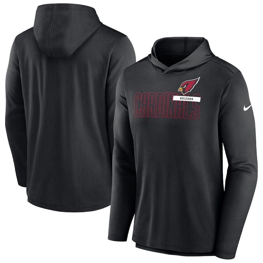 Men's Arizona Cardinals Black Lightweight Performance Hooded Long Sleeve T-Shirt Men's Arizona Cardinals Black Lightweight Performance Hooded Long Sleeve T-Shirt